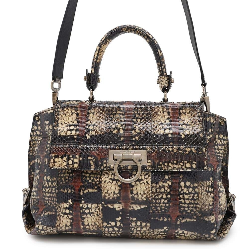 Ferragamo Sofia Gancini Python Shoulder Bag White… - image 1